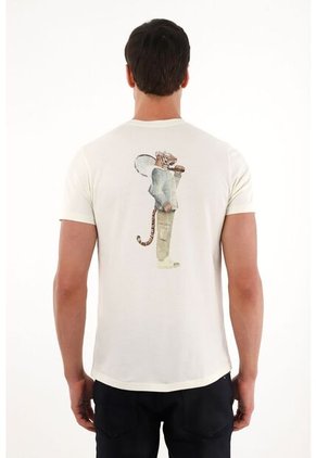 Tennis Camiseta Con Cuello Redondo Estampada Crudo Para Hombre