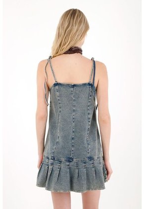 Tennis Vestido Corto En Denim Azul Para Mujer