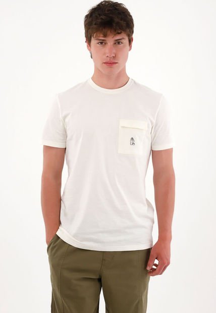 Camiseta Con Bolsillo De Tapa Crudo Para Hombre