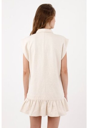 Tennis Vestido Corto Fit Relajado Con Volante En El Bajo En Algodón Crudo Para Mujer