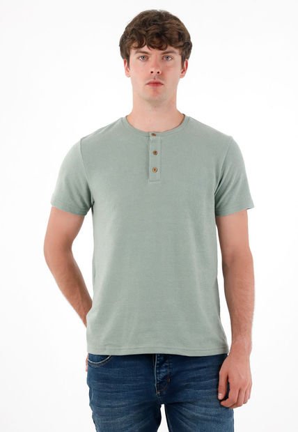 Camiseta En Tela Tejida Verde Para Hombre