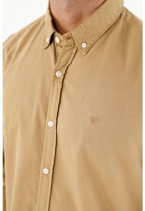 Camisa Manga Larga Café Para Hombre