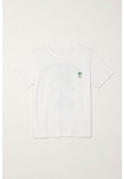 Camiseta Básica Con Estampado Blanca Para Niño