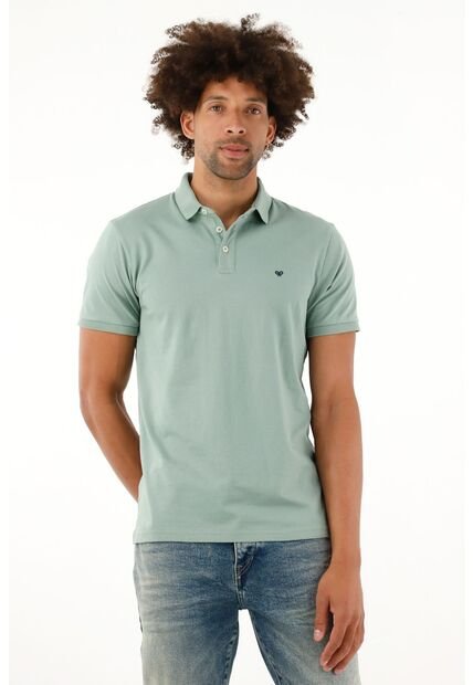 Tennis Polo Con Raqueta Bordada Verde Para Hombre