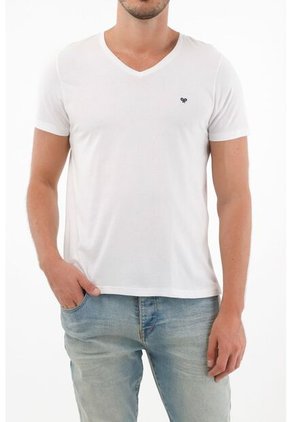 Tennis Camiseta Blanca Cuello En V Para Hombre