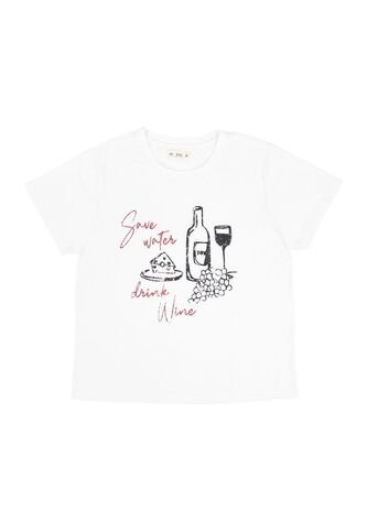 Tennis Camiseta Blanca Con Estampado De Vino Para Mujer Tennis