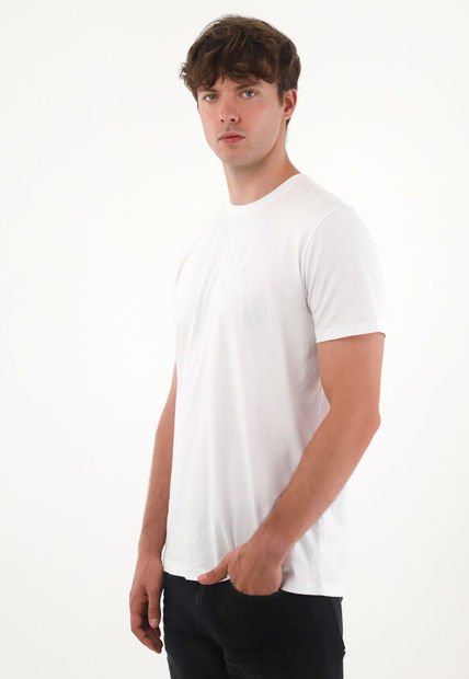 Camiseta Manga Corta En 100% Algodón Blanca Para Hombre
