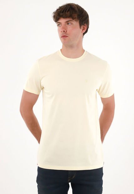 Camiseta Manga Corta En 100% Algodón Amarilla Para Hombre