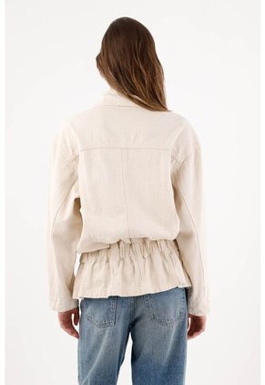 Tennis Cazadora Fit Relajado Con Cinturón De Algodón Beige Para Mujer