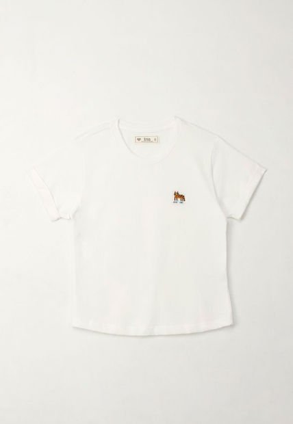 Camiseta Básica Manga Corta Crudo Para Niña