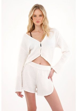 Tennis Camisa Manga Larga Con Tela Texturizada Crudo Para Mujer