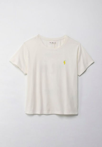Camiseta Con Estampado En Frente Y Espalda Crudo Para Mujer