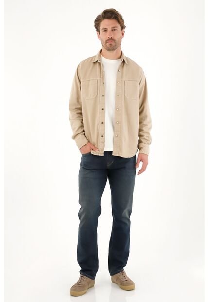 Tennis Jean Recto Con Efecto Resinado Azul Para Hombre