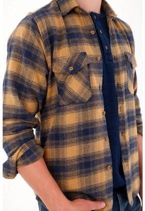 Camisa Manga Larga Con Diseño A Cuadros Multicolor Para Hombre