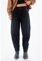 Tennis Jean Para Mujer En Denim Negro Fit Holgado Con Lavado Sólido de Tennis