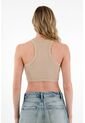 Tennis Crop Top En Rib Café Para Mujer de Tennis