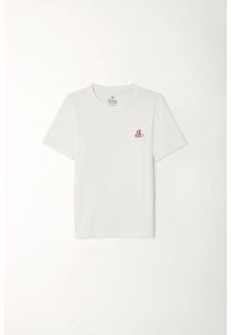 Camiseta Manga Corta Blanca Para Niño Tennis