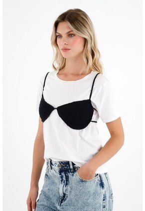 Tennis Top Negro Tejido Para Mujer