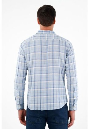 Camisa Con Diseño A Cuadros Azul Para Hombre