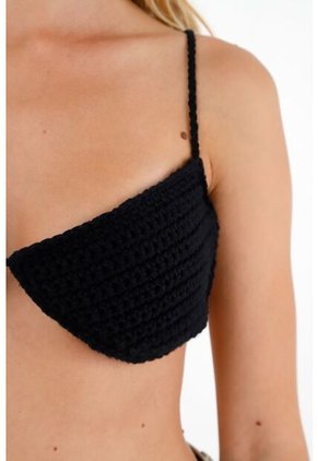 Tennis Top Negro Tejido Para Mujer