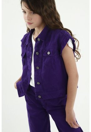 Chaleco Manga Corta Morado Para Niña
