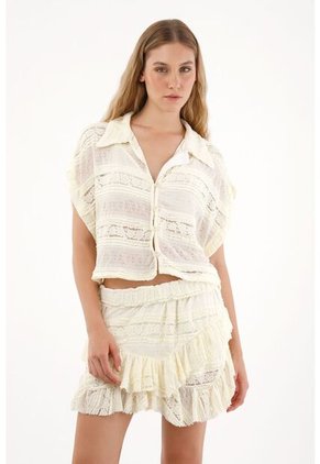 Tennis Falda Corta Con Boleros En Pico Cruda Para Mujer