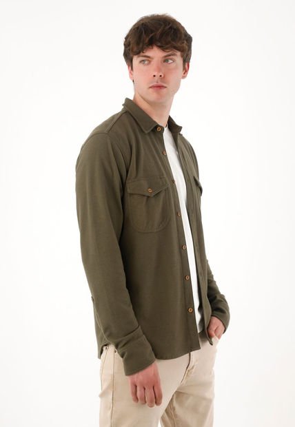 Buzo Tipo Camisa Verde Para Hombre