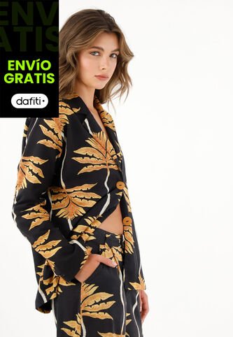 Tennis Abrigo Negro Estampado De Silueta Amplia Para Mujer Tennis