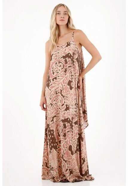 Tennis Vestido Largo Con Escote En Espalda Estampado Para Mujer