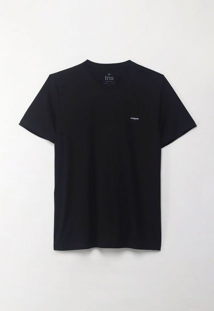 Camiseta Manga Corta Estampada Negra Para Hombre