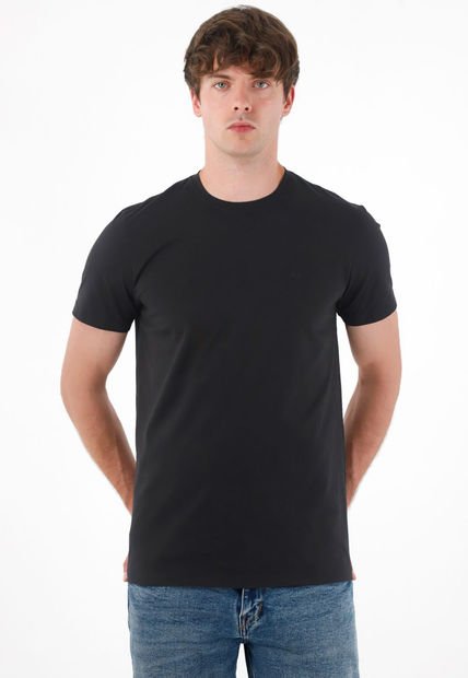 Camiseta Manga Corta En 100% Algodón Negra Para Hombre