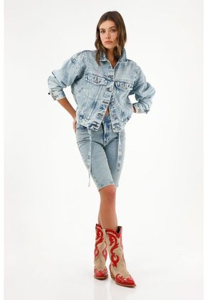 Tennis Bermuda Midi En Denim Para Mujer