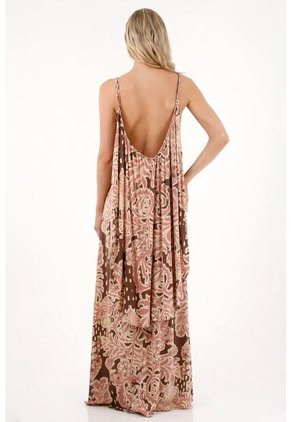 Tennis Vestido Largo Con Escote En Espalda Estampado Para Mujer