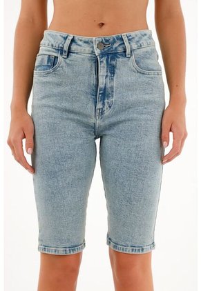 Tennis Bermuda Midi En Denim Para Mujer