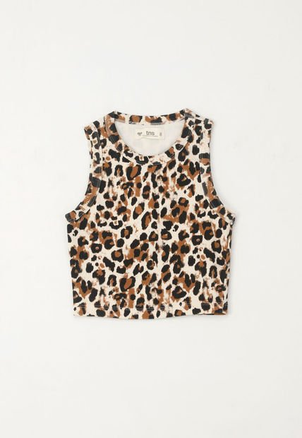 Camiseta Crop De Estampado Animal Print Para Niña
