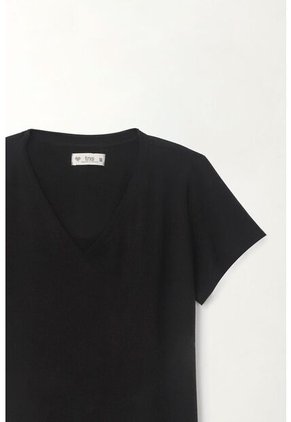 Tennis Camiseta Básica Cuello En V Negra Para Mujer