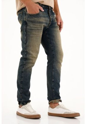 Jean Skinny Tiro Medio Azul Oscuro Para Hombre