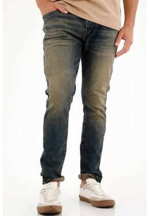 Jean Skinny Tiro Medio Azul Oscuro Para Hombre