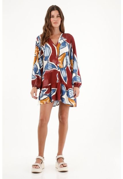 Vestido Manga Larga Estampado Para Mujer