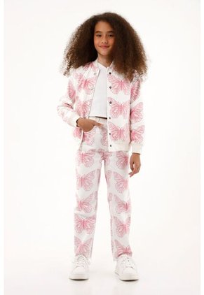 Jean Recto Con Estampado De Mariposas Para Niña