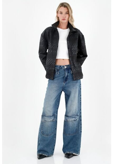 Tennis Chaqueta Negra Tipo Camisa Para Mujer