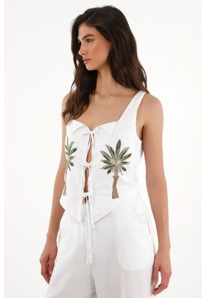 Tennis Chaleco Con Ajuste De Sesgos Blanco Para Mujer