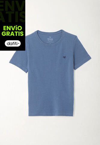 Camiseta Azul Cuello Redondo Para Niño Tennis