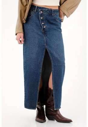 Tennis Falda Larga En Denim Con Jota Asimétrica Para Mujer