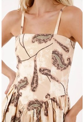 Tennis Vestido Corto Con Falda Globo Estampado Para Mujer