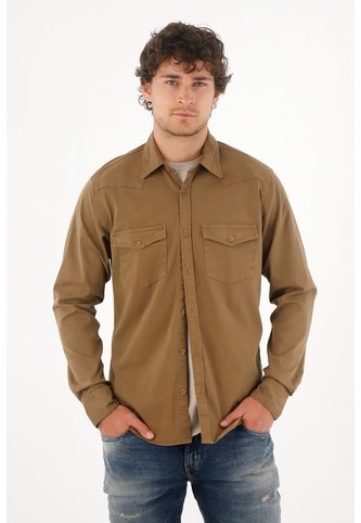 Tennis Camisa En Dril Con Bolsillos Verde Para Hombre Tennis
