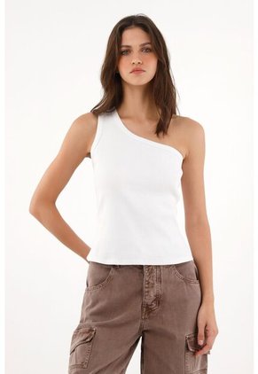 Tennis Camiseta De Un Solo Hombro Blanca Para Mujer