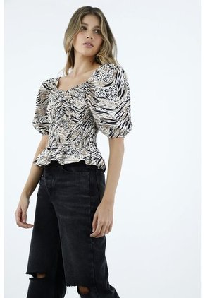 Camisa Estampado Animal Print Para Mujer