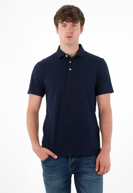 Polo Con Raqueta Bordada Azul Para Hombre