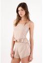 Tennis Top De Tiras Fit Relajado Con Volante Beige Arena Para Mujer de Tennis